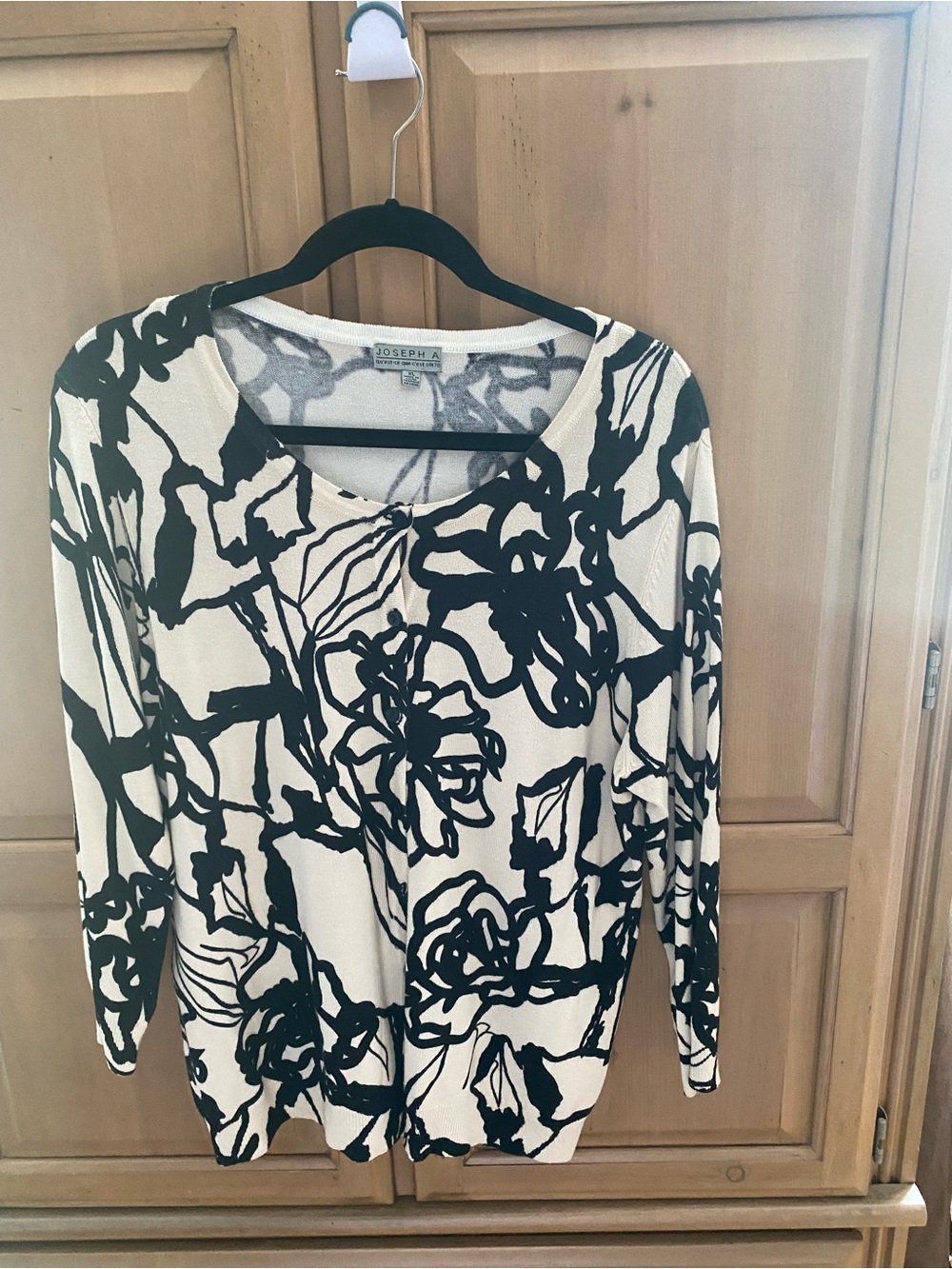 Joseph Black and White Floral Long-Sleeve Top